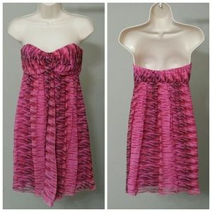 Express Strapless, Knee Length Pink Dress